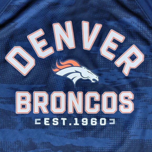 Mens Fanatics Navy Denver Broncos Football Camo Raglan T-Shirt - L - Picture 2 of 7